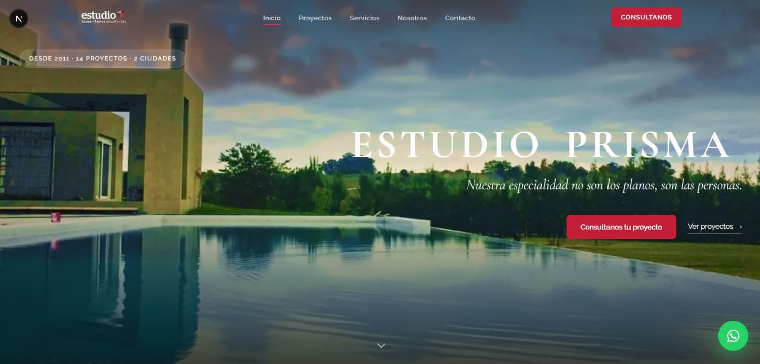 Sitio portfolio para un estudio de arquitectura: galería de proyectos con estética editorial
